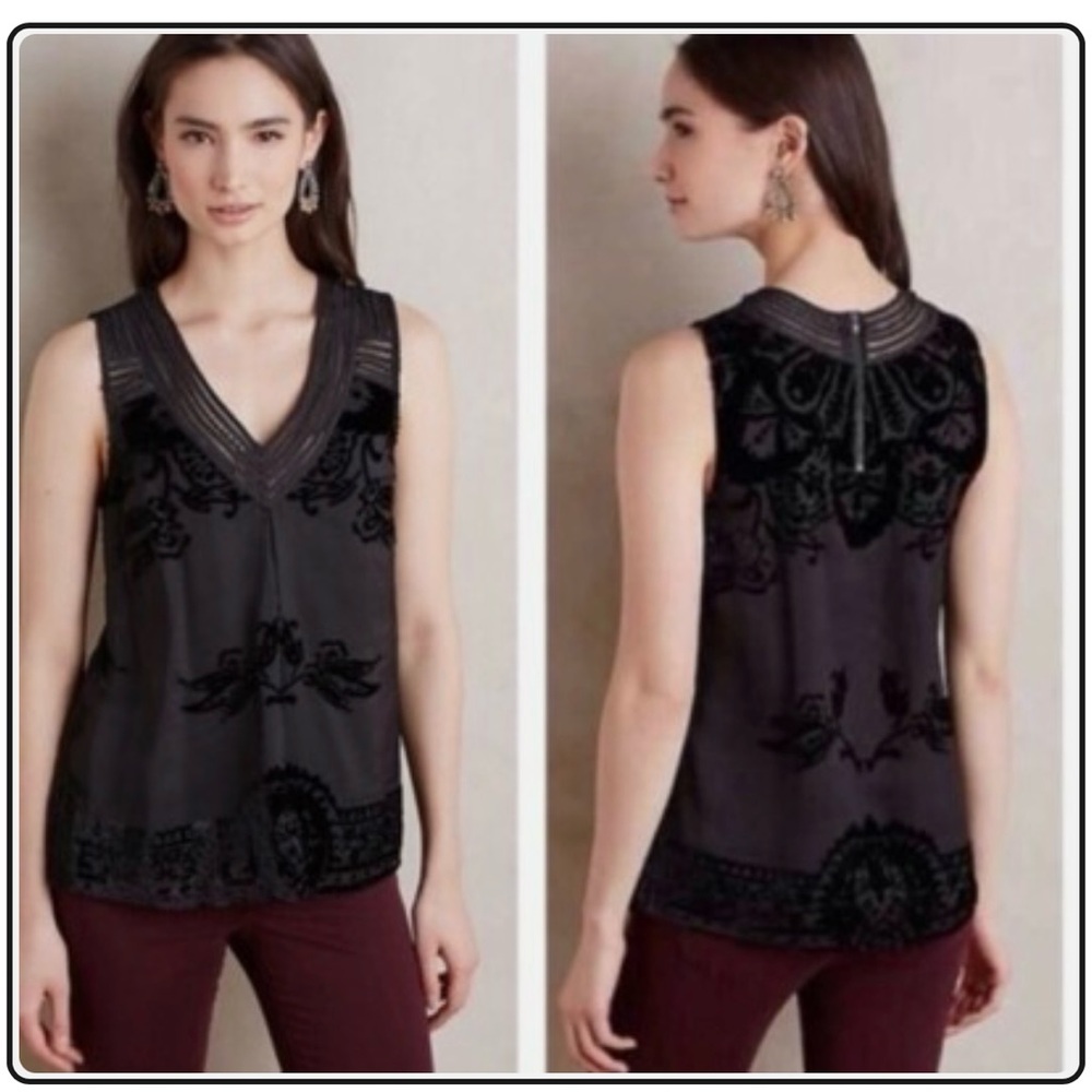 Meadow Rue Women’s Black Fanya Shell Velvet Burnout Sleveless Top. L
SKU 638